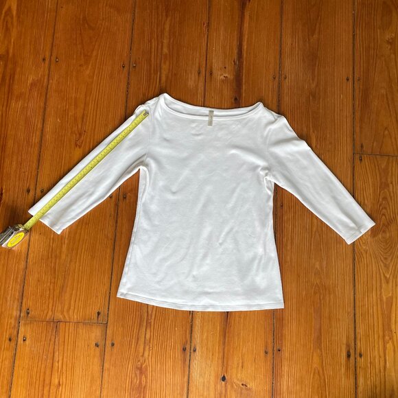 White 3/4 Sleeve Cotton Blend Top (L) - Picture 7 of 11